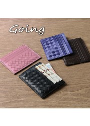 Go Go 100% Leather Credit Card Ultra-thin Brand Business Card Multiple Card Slots Simple Fashion Women Card Bag