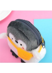 Super Kawaii Penguin Children Plush Coin Purse With Keychain Zipper Change Wallet Small Wallet Gift For Women Data Line Storage