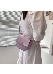 Solid Fashion PU Leather Women Saddle Flap Bag Small Shoulder Crossbody Bags For Women Fashionable Decoration