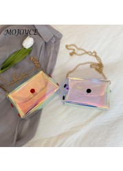 Women's laser crossbody bag PVC transparent waterproof messenger clutch tote bag for women girl outdoor shopping