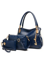 New Women Leather Bags Handbag Women Messenger Bags Ladies Brand Designs Bag Handbag Bag Messenger Bag 3 Sets LH37