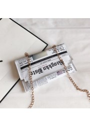 MBTI Newspaper Print Shoulder Bag Fashion Woman Individual Envelope Bolso Mujer Y2k Harajuku Vintage Ladies Crossbody Bags