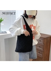 Women Autumn Winter Bag Hollow Knitted Shoulder Bag Woven Sweater Large Capacity Ladies Shopping Bag Gift