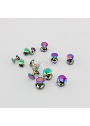 10-30-100pcs 6*6mm 8*8mm 10*8mm iridescent rainbow fastened double rivet stud for shoes,DIY metal rivets accent on accent