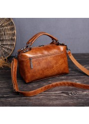 Retro Black Leather Handbag for Women Designer Accessory Vintage Shoulder Bag Fashionable XD09 2020