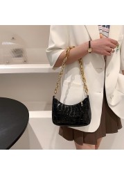 Ladies PU Leather Chain Shoulder Bag Women Underarm Bag Fashion Crocodile Pattern Zipper Shopping Handbag