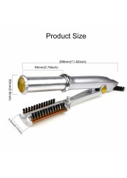 2 in 1 Hair Curler Hair Straightener Styling Tools LCD Ceramic Rotating Hair Waver Magic Curling Wand Iron. a brush