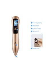 LCD Plasma Pen Laser Tattoo Mole Removal Device Rechargeable Face Care Skin Tag Removal Freckle Wart Dark Spot Remover