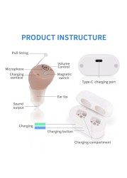 Digital Hearing Aid C 400 USB Type C Mini Rechargeable Invisible Hearing Aids Hearing Aids Adjustable Amplifier