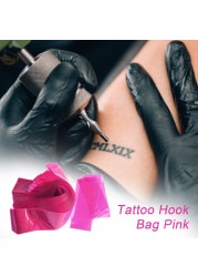 100pcs/bag Disposable Pink Tattoo Clip Cord Sleeves Cover Bags Tattoo Machine Clean Medication Bag Plastic Tattoo Accessory Supply