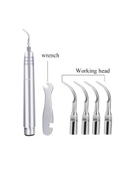 Dental Ultrasonic Air Scaler with 4 Teeth Cleaning Tips 2/4 Holes Handpiece Teeth Whitening Cleaner