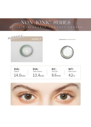 Mitata 10 Pcs (5 Pairs) Rock Green Colored Contact Lenses With Diopter Aim Fresh Lady Daily Eye Color Contact Lenses