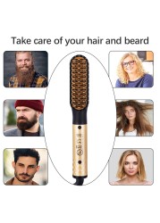 Professional Hair Comb Brush Beard Straightener Multifunctional Straightening Brush Hair Curler Fast Heating Styling Tools