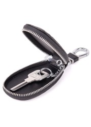 Snake Grain Cowhide Men's Key Car Key Case Protector Real Leather Zipper Key Wallet Waist Hanging Keychain Housekeeper Cover