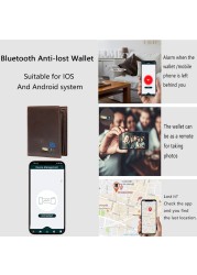 Smart Bluetooth Wallet Men's Genuine Leather Short Wallet Leisure Multifunction Card Holder Package Luxury Business Wallet