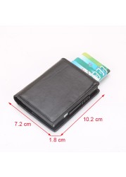 Men's Wallet Pop Up Rfid Cards Wallet Leather Slim Thin Wallet Male Short Money Wallet Smart Small Black Magic Wallet