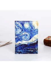 1pc Multipurpose Portable Abstract Painting Pattern Travel Accessories Passport Cover PU Leather Wallet Holder For Men Women