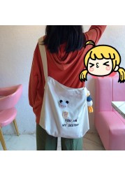 2022 Canvas Bags For Women Shoulder Bag Reusable Shopping Bags Eco Casual Tote Handbag Female Large Capacity Crossbody Bag