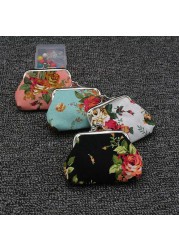 Fashion Vintage Floral Buckle Women Wallet Elegant Lady Retro Clutch Hasp Mini Cotton Bag Coin Purse Headphone Bag Coin Bag