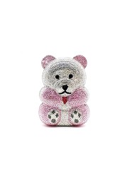 Women's Perforated Bear Handbag,Bear Perforated Crystal Handbag,Cocktail Purse,Shoulder Bag,Gifts