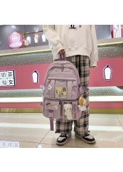 Purple Nylon Backpack For Women Large Capacity Backapck 2021 New Student Travel Bag Girl Multifunctional School Bag 7 Grade