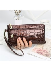 Patent Leather Women Wallets Flo Long Ladies Double Zipper Wallet Clutch Bag Design Red Purse Crocodile Wallet