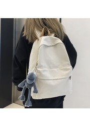 Fashion Canvas Women School Bags School Bags For Teenage Girls High Quality Solid Color Backpack Women Travel Book Bag