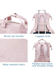 BAGSMART Women's Laptop Backpack Travel Backpack Doctor Bag Suitable for School Work Business Travel Female Pink Backpack