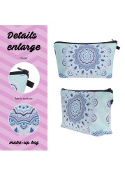 Fashion Mandala Printing Cosmetic Bag Datura Floral Print Mandala Pattern Cosmetic Bag Travel Bag Mandala Print Cosmetic Bag