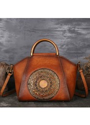 luxury women bag chinese style genuine leather handbags female shoulder messenger bag cowhide handmade ladies handbag