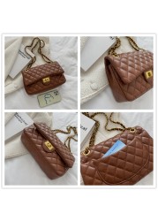 Hot Sale Classic Women Quilted Chain Shoulder Bag Good Quality PU Leather Crossbody Bag Ladies Daily All-match Medium Handbag