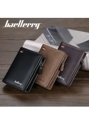 Baellerry Short Men Wallets New Fashion Card Holder Multifunction Organ Leather Wallet Male Zipper Wallet With Coin Pocket