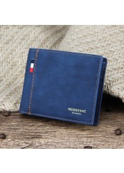 Men Wallet Money Bag Solid Color Leather Business Small Wallet Vintage Famous Male Wallets Purse Forever Young Wallet