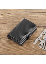 New Carbon Fiber Men Wallet RFID Anti-theft Slim Wallets For Women Double Layer Aluminum Alloy Card Holder Luxury Wallet For Men