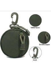 Portable Mini EDC Pocket Coin Purse Wallet Keychain Outdoor Sports Wireless Headphone Pack Waist Belt Carrying Bag with Hook