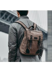 Business Men Backpack High Quality 15.6 inch Canvas Laptop Bag for College Student Dropshipping