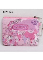 3D World Map Mini Wallet Small Zipper Wallet Personal Portable Wallet