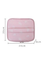 Travel Cosmetic Bag with Flamingo Patterns for Women, Zipper Trunk Makeup Bag, Storage Bag, Toiletry Box