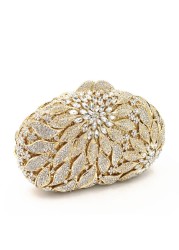 Gold Metal Leaves White Crystals Evening Bags Luxury Women Wedding Party Purse Ball Bag Rhinestone Mini Minaudio Ere