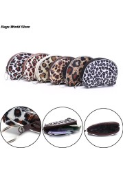 2pcs Mini Wallet Peach Heart Zip Wallet Women Clutch Bag Coin Purse Wallet Leopard Leopard Random