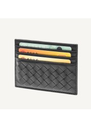 100% Leather Credit Card Men Ultra-thin Brand Business Card Multiple Card Slots Anti Degaussing Simple Women Card Bags