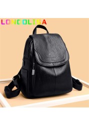 Women Quality Leather Backpack For Girls Bag Doss Casual Daypack Black Backpack Vintage School Bags For Girls Mochila Backpack