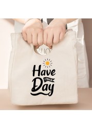 Today is Good Today Printing Reusable Lunch Bags Children Thermal Box Large Capacity Travel Portable Picnic Pouch Eco Handbags