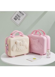 Lettie Pudding Dog Anime Storage Box Kawaii Makeup Bag 14 Inch ABS Small Student Cartoon 3D Rabbit Trave Luggage