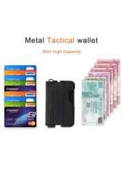 DIENQI RFID Carbon Fiber Card Holder Men Slim Small Size Wallet Leather Tactical Bank Credit Card Holder Male Smart Badge Holder