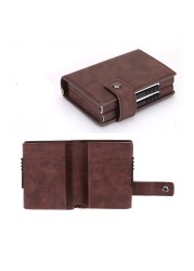 Double Box Rfid Credit Card Holder Aluminum ID Card Holder Business Card Holder Fashion Wallet Metal Leather Visit Pocket