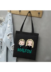 Draco Malfoy Shopping Bags Shopper Travel Bags Canvas Woman Tote Mom Designer Canvas Bags Cheap Printed Shopping Tote