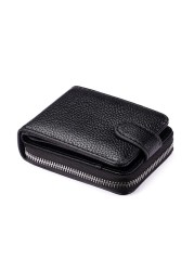 2022 Smart Wallet Men Wallets RFID Card Holder 100% Vintage Leather Card Wallet Coin Pocket Money Bag tarjetero hombre