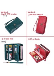 High Quality Women Wallet RFID Anti-theft Leather Wallets For Woman Long Zipper Large Ladies Clutch Bag Female Purse Card Holder