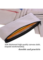 10pcs Empty Canvas Bags Cosmetic Zipper Bags Empty Pencil Bags DIY Pouches Craft Pencil Case Coin Customized Canvas Bag